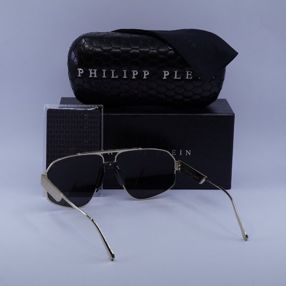 Philipp Plein SPP106M 0302 Aviator Sunglasses – Gold/Smoke - Picture 10 of 10